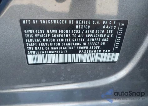 2013 Volkswagen Jetta 2.0L Tdi from USA, damaged, VIN 3VWLL7AJ6DM291317